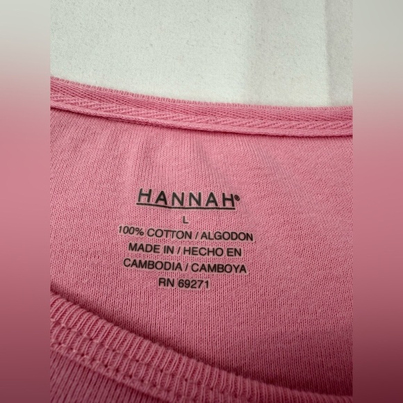 Hannah Light Pink Crew Neck Short Sleeve Tee Size Large - Picture 3 of 4